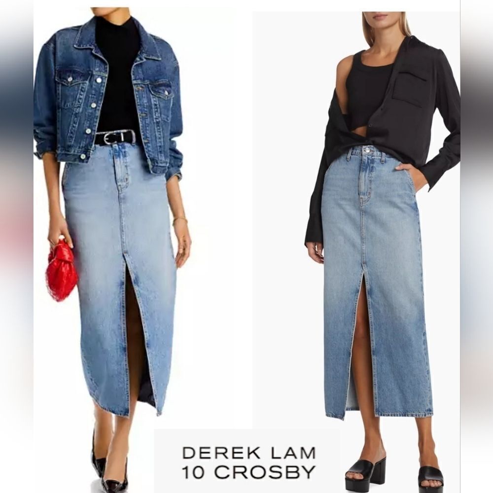 Derek Lam 10 Crosby Sutton High Waisted Denim Maxi Skirt
